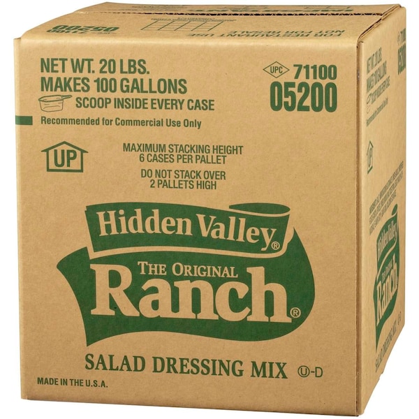 Hidden Valley Original Ranch Bag In Box Dressing Mix 100 Gal.